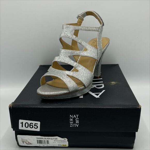 Naturalizer Dianna Strappy Heeled Sandal in Silver Glitter Size 10M - Picture 10 of 10